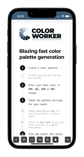 Color Worker for Designers and Developers for Mobile App Mockup
